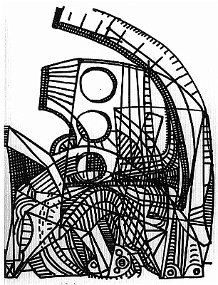 1966-1967 - Figurenskizze zu Widder Buminell - Lithographie - 31,2x24,3cm